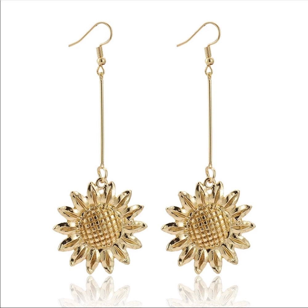 • Selma • Sunflower Dangle Earrings - Picture 2 of 4